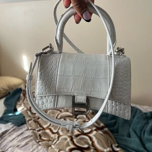 Balenciaga White Croc-Embossed Clutch
